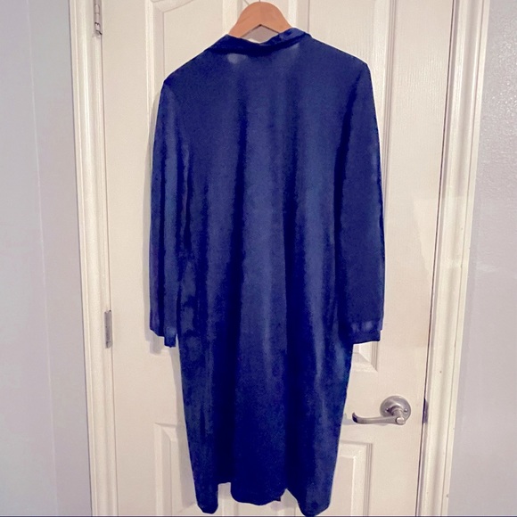 Vintage 70s 80s Henson Kickernick Royal Blue Satin Robe Housecoat Sz XL - Picture 6 of 6